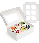 LotFancy 12 Pack Cupcake Boxes 6 Count, Pre-Folded Cupcake Carrier with Window Holding 72 Standar...