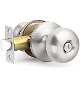 GOBEKOR 1 Pack Privacy Door Knobs Interior Brushed Nickel Bedroom Door Knobs Stainless Steel Door...