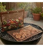 BBQtrips Mesh Grill Bags for Outdoor Grill – Reusable PTFE Non-Stick Grilling Pouch for Easy Clea...