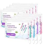 AstrivixDD 120 Pack 5-in-1 Mini Toothbrush Disposable, Waterless Disposable Toothbrushes with Too...