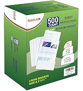 Sheet Protectors 500 Page,Page Protector 8.5" x 11" ,Upgraded Clear Plastic Page Protectors,for 3...