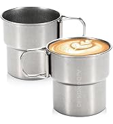 AmDONGKING Foldable Camping Cup, 12oz Retro Coffee Mug, 304 Stainless Steel Drinking Cup with Fol...