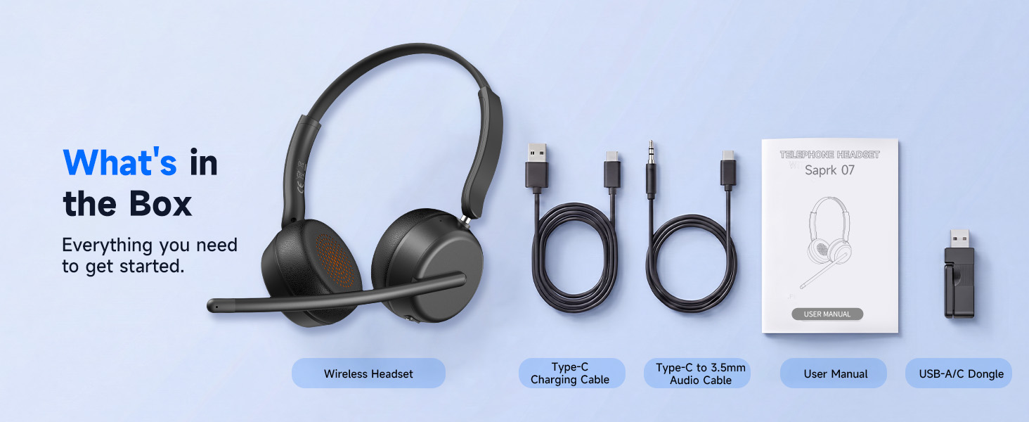 Wirless Headset with Mic for Work