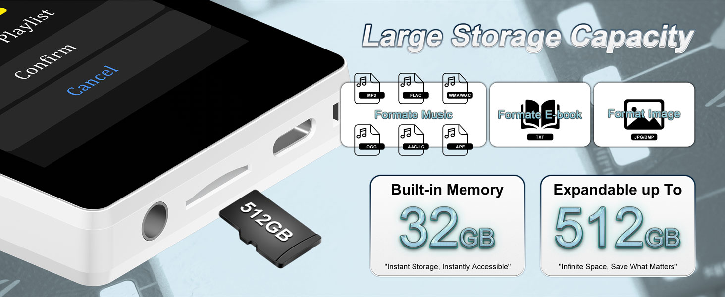 mp3 player with speaker, usb mp3 player, mp3 player no wifi, offline music player