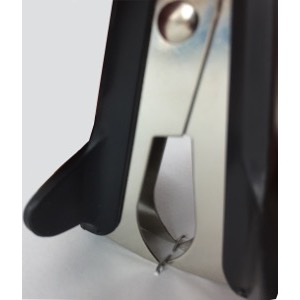 Black staple remover with its jaws open