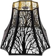 ALUCSET Octagonal Lamp Shade, 6.2×13×10.8" Large Black and Gold Lamp Shade Replacement for Table ...