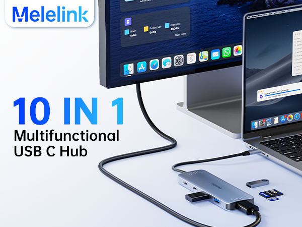 USB C Hub Multiport Adapter for MacBook Pro Air 2023 USB C Dongle USBC Dock Mac HDMI Adapter