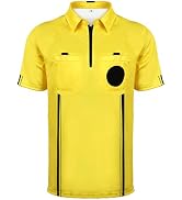 HIGHRAZON Soccer Referee Jersey, Yellow/Green Referee Shirt, Men’s Official Pro Soccer Referee Sh...