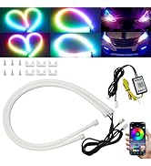 Qasim Sequential LED Strips APP Bluetooth Control RGB Multi Color Headlight 24Inch LED Daytime Ru...