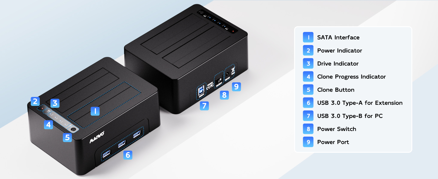2.5 3.5 inches SATA DOCKING STATION WITH CLONE READ WRITE FUNCTION hdd cloner reader enclosure 5gbps