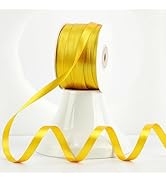 MEEDEE Yellow Satin Ribbon 3/8 Inch Lux Double Sided Satin 100 Yards Roll Thin Yellow Ribbon for ...