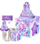 Birthday Money Box for Cash Gift with DIY Stickers - Surprising Money Gift Box with Pull-out Happ...