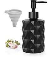 12 Oz Matte Glass Soap Dispenser with Funnel, Black Hand Soap Dispensers with Stainless Steel Pum...