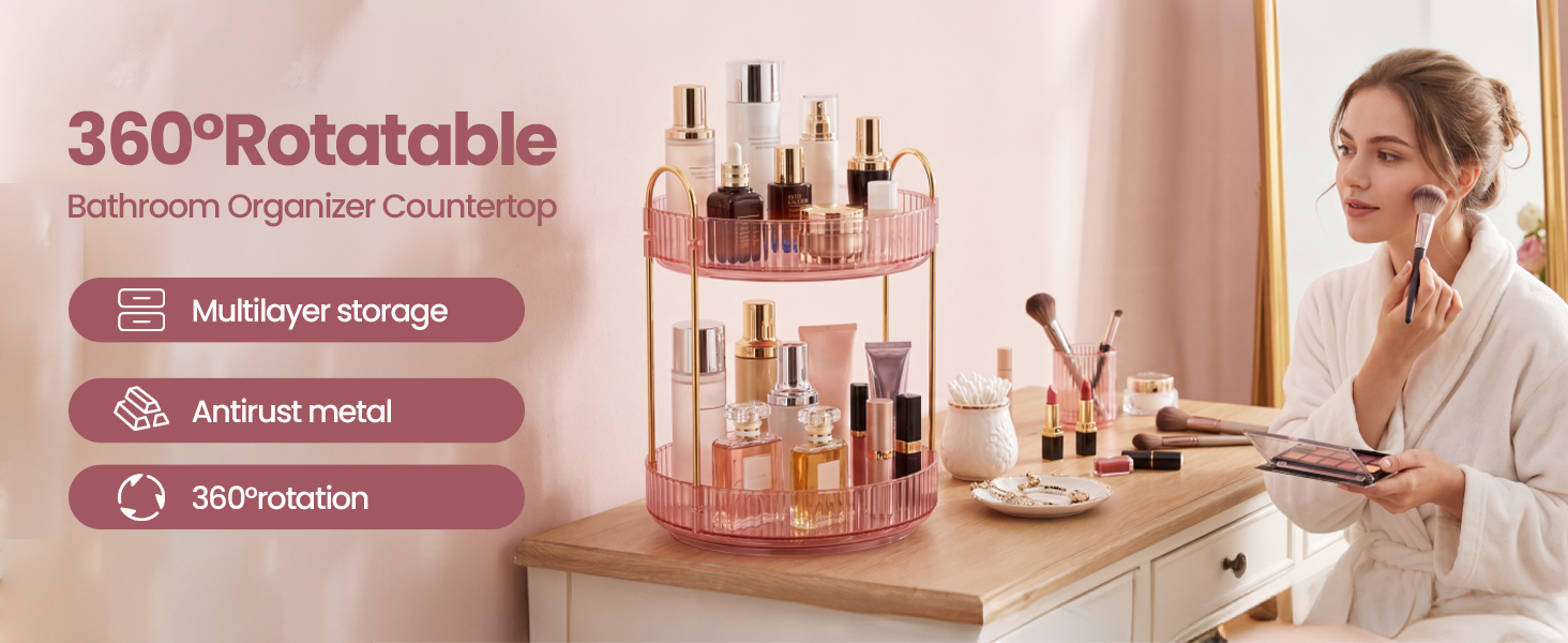 Rotating Makeup Organizer Countertop