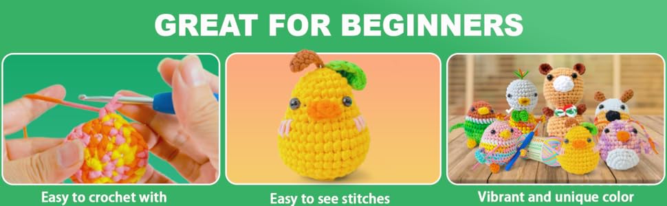 Beginner Crochet yarn rainbow variegated Kit DIY Craft Knitting Easy Amigurumi Cotton soft Medium