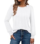 AUTOMET Womens Fall Long Sleeve Shirts 2025 Business Dressy Casual Top Fashion Pleated Tunic Blou...