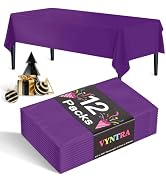 Vyntra 12 Pack Deep Purple Plastic Tablecloths, Disposable Party Table Covers for Halloween, Than...