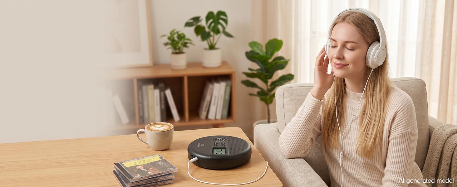 MEGATEK Portable CD Player with Stereo Headphones