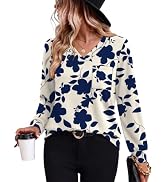 WIHOLL Long Sleeve Shirts for Women V Neck Blouses Dressy Casual Fall Clothes 2026 S-2XL