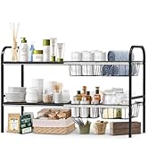 HADWER Expandable 2-Tier Under Sink Organizer, 8 Removable Plastic Boards, Tool-Free Installation...