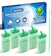 RAZOKO Interdental Toothpicks,Total 600 Count (5 Packs) Disposable Oral Pick,Food-Grade Plastic I...