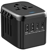 JMFONE Universal Travel Adapter, International Power Plug Adapter with 2 USB-C & 2 USB-A Ports an...