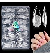 UNA GELLA Medium Almond Nail Tips, Pre Etched Almond Gel Nail Tips, 240pcs Soft Gel Full Cover Cl...