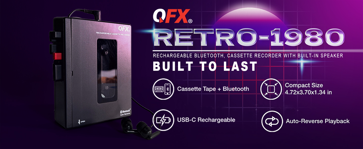 Portable cassette player recorder that blends classic cassette tape playback with modern Bluetooth