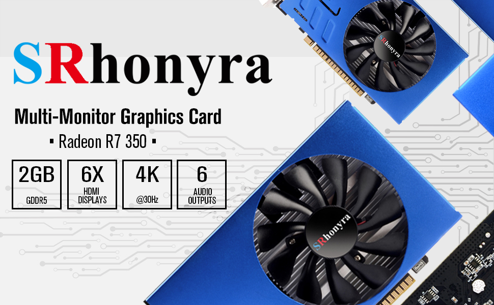 Radeon R7 350 2GB 6hdmi multiple monitors graphics card