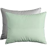 Q&J Fabric Co. 2 Pack Queen Pillow Cases Genuine 400 TC 100% Cotton AB Side Green and Gray 20x30 ...