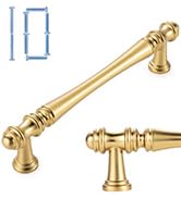 KOOFIZO Classical Cabinet Pull - Brushed Gold Furniture Handle, 5 Inch Screw Spacing, 10-Pack P30...