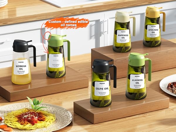 Oil Sprayer for Cooking, 2 in 1 Olive Oil Dispenser Bottle for Kitchen, Cooking oil stickers