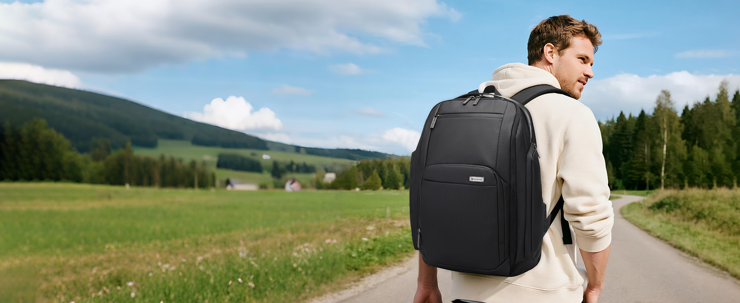 24L Deep Storage Laptop Backpack USB Charging Port Fits School & Travel Laptop Backpack (Black)