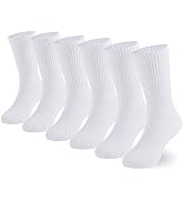Marchare Boys Socks Kids Cushioned Crew Socks Girls Thick Cotton Athletic Running Socks Black/Whi...
