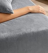 BEDELITE Fleece Queen Fitted Sheet & Pillowcases Set, 3Pcs Ultra Soft Plush Flannel-Like Bed Shee...