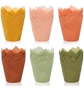 FYSUIMU 180Pcs Fall Tulip Cupcake Liners, Brown Orange Green | Muffin Baking Cups, Autumn Color C...