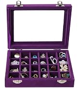 EONGOA Velvet Jewelry Box 24 Grid Jewelry Earrings Display Organiser Box Ring Tray Holder Earring...