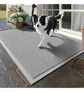 QiCaiJia Front Door Mat 20''x31'', Drainage Heavy Duty Dirt Trapping Non-Slip Doormats, Outdoor R...