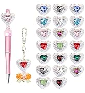 Frinnovan, 20 Pack Rhinestone Heart Shaped Beads for Beadable Pens Crystal Love Loose Large Space...