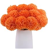 Rowfad 12 Pcs Artificial Chrysanthemums Fall Flowers Silk Orange Marigold Flowers Fake Mums Flowe...