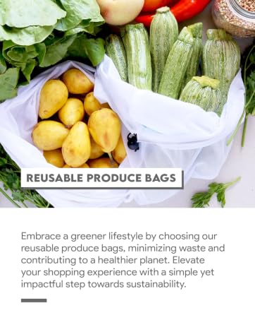 Reusable Produce Bags for grocery, shopping, storing, safety