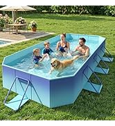 HeySplash Foldable Pool, Non-Inflatable Swimming Pool with Rigid Puncture-Proof Hard Composite Bo...