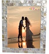GIFTME 5 White Picture Frame 8x10 Wedding Picture Frame Mother of Pearl Photo Frames for Wall Han...