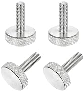 MECCANIXITY Flat Head Knurled Thumb Screws, 304 Stainless Steel Fully Threaded Thumbscrew Bolts F...