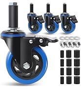 Enyke 4 Inch Prep Table Cater Wheels Set of 4, Threaded Swivel Expanding Stem Casters with Brake ...