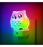 DORESshop Owl Night Lights Plug Into Wall, Cute Night Light for Kids, 8-Color LED Night Light wit...