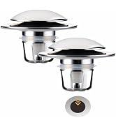 2 Pack Chrome Bathroom Sink Drain Stopper Replacement,Wellup 2-in-1 Bathroom Sink Stopper for 1 1...
