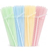 150PCS Disposable Plastic Drinking Straws - Flexible Straws Disposable Long Colorful PP Plastic S...