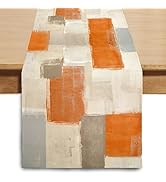 Winotic Orange Grey Watercolor Table Runner 72 Inches Long, Art Abstract Modern Table Runners for...