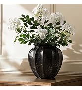 LE TAUCI 9" Ceramic Vase, Artisan Large Black Ceramic Vase for Modern Home Decor, Substantial & S...